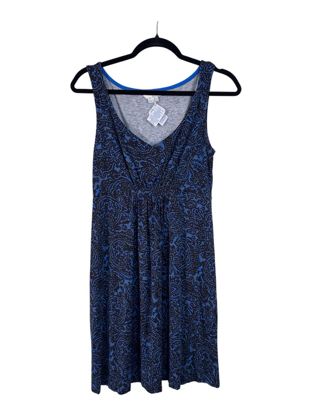 Boden Blue Black Printed Mini Dress Womens 8P Stretch Comfort Sleeveless Casual